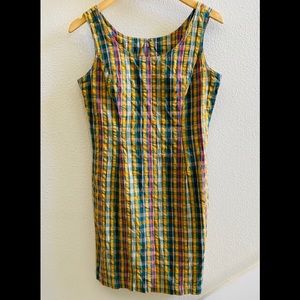 Liz sport vintage seersucker shift dress 4 plaid cotton sleeveless
